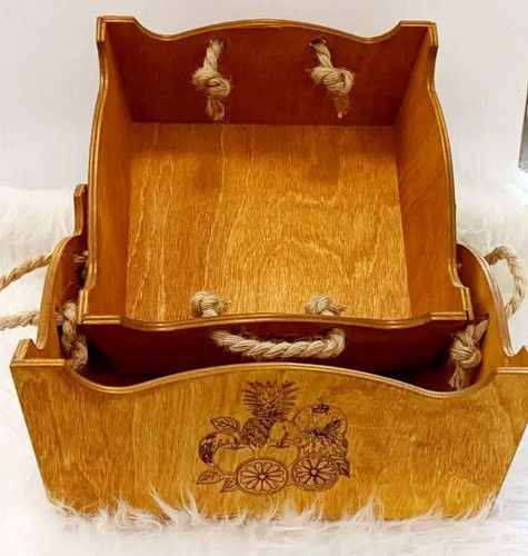 میوه خوری چوبی دسته کنفی دو سایز