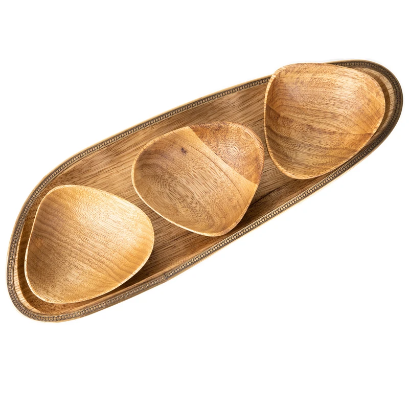 اردوخوری چوبی پیاله ۳عددی گلدکیش