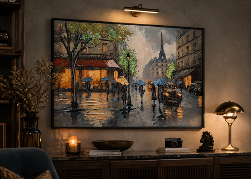 تابلو دکوراتیو خیابان پاریس و برج ایفل طرح بارانی 110×70